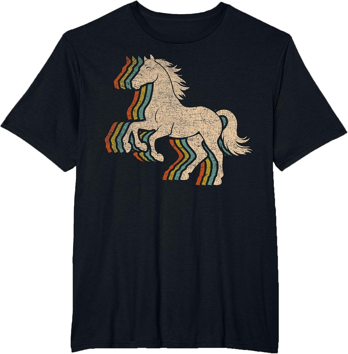 Horse Distressed Vintage Retro Graphic Equestrian #25D10 T-Shirt - Black