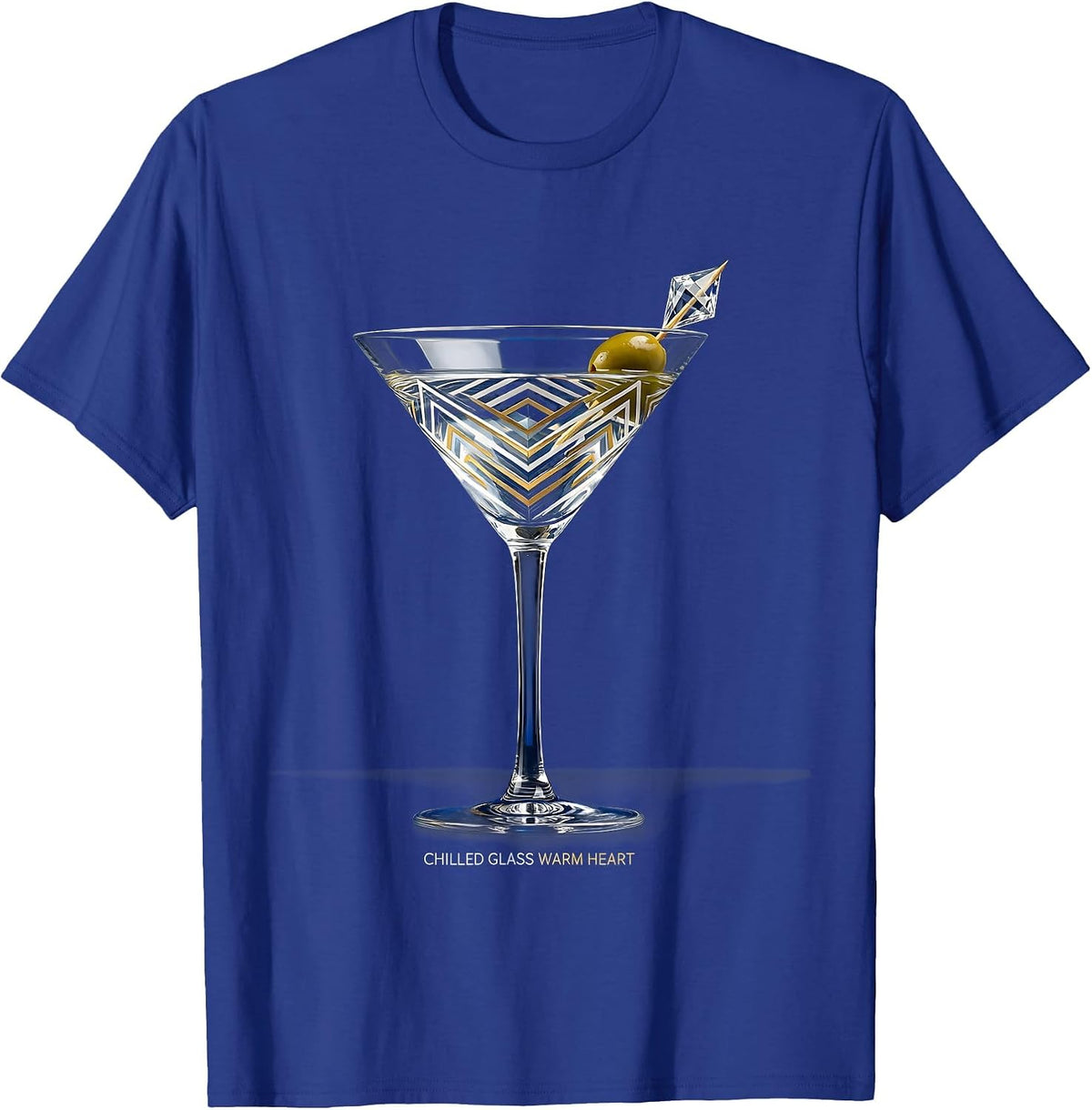 Chilled Glass Warm Heart Martini Design T-Shirt - Royal Blue