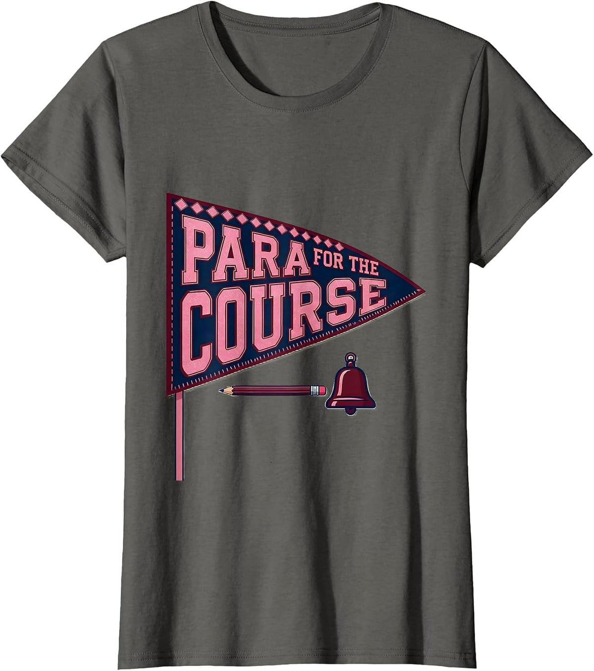 Women's Para For The Course Sparkle Varsity Back To School T-Shirt - Asphalt Grey