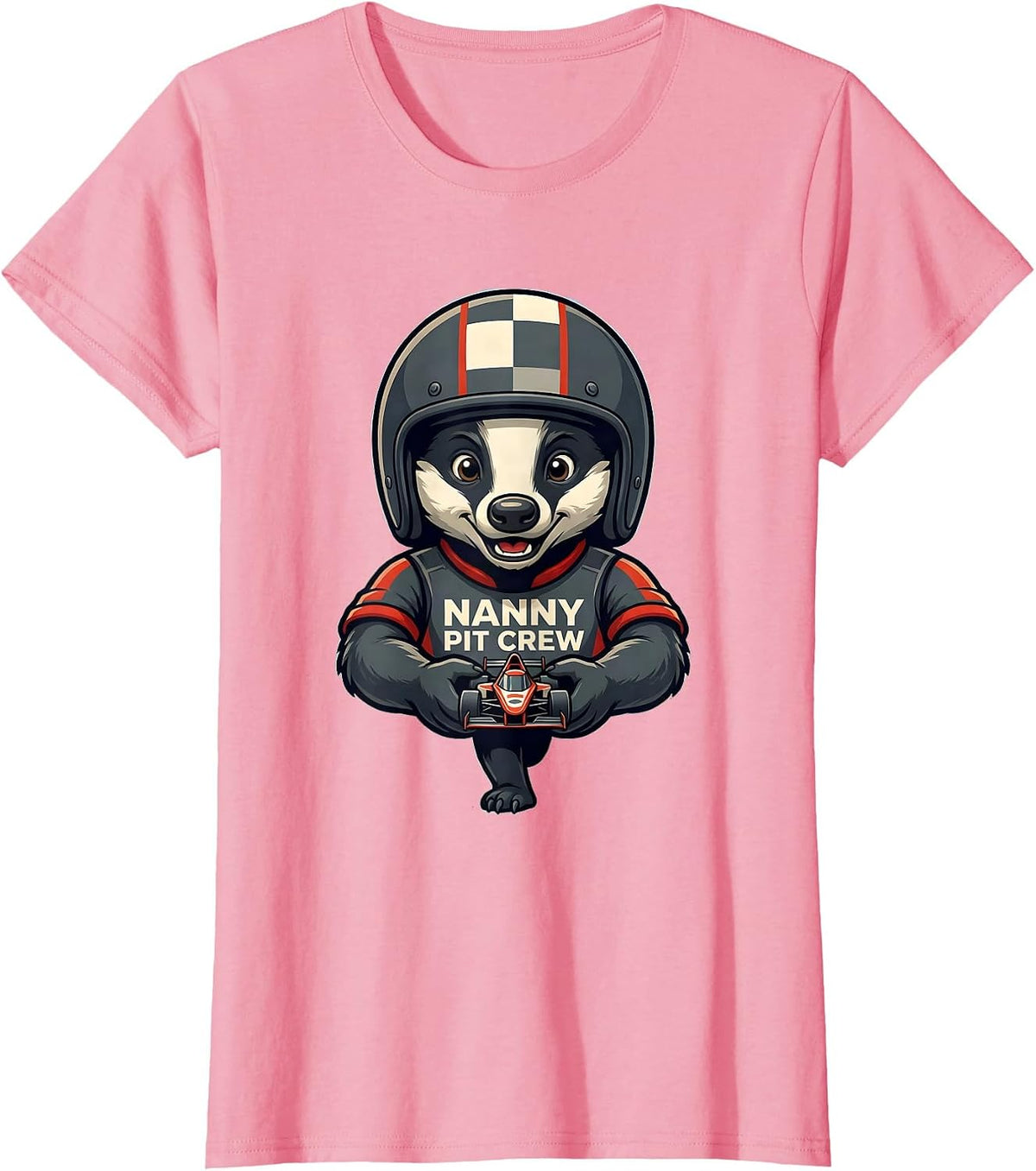 Women's Nanny Pit Crew Race Car Birthday Family Matching Pit Crew T-Shirt - Pink