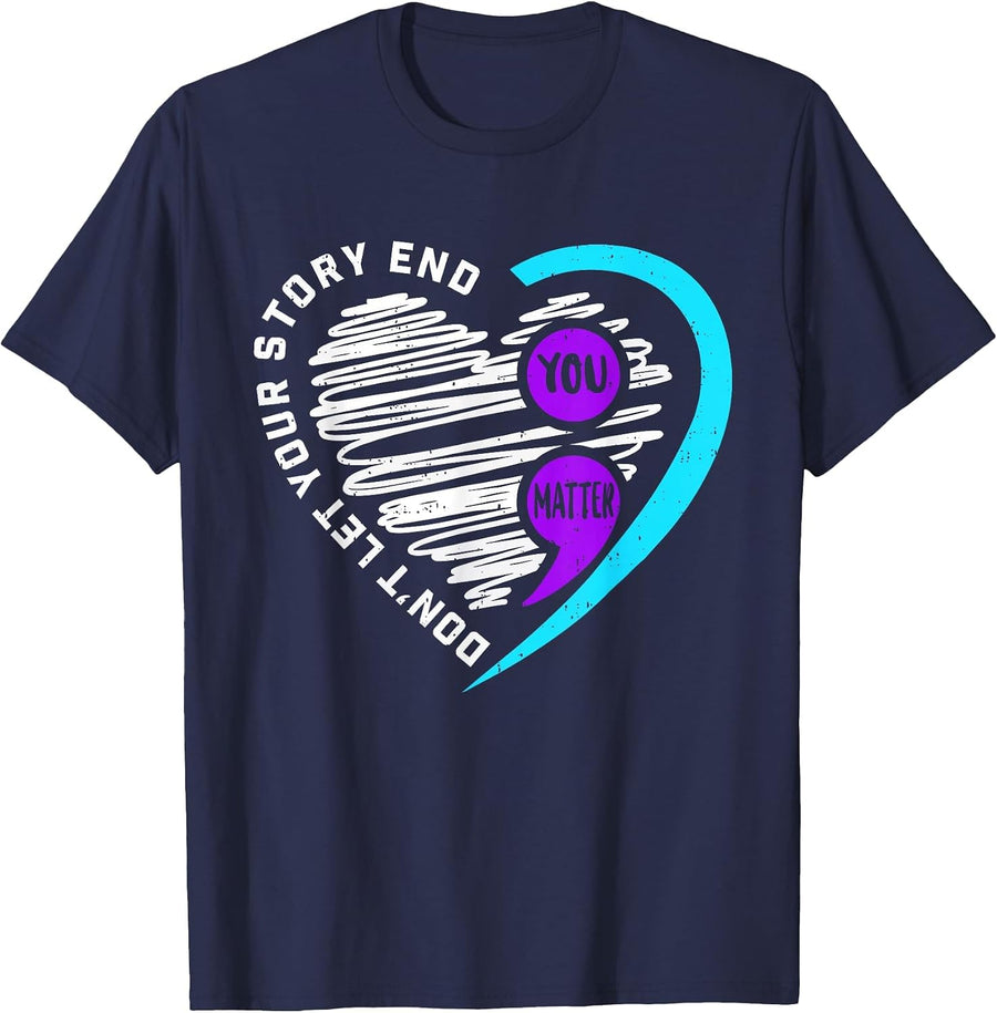 Suicide Awareness You Matter Mental Health Prevention T-Shirt - Navy Blue