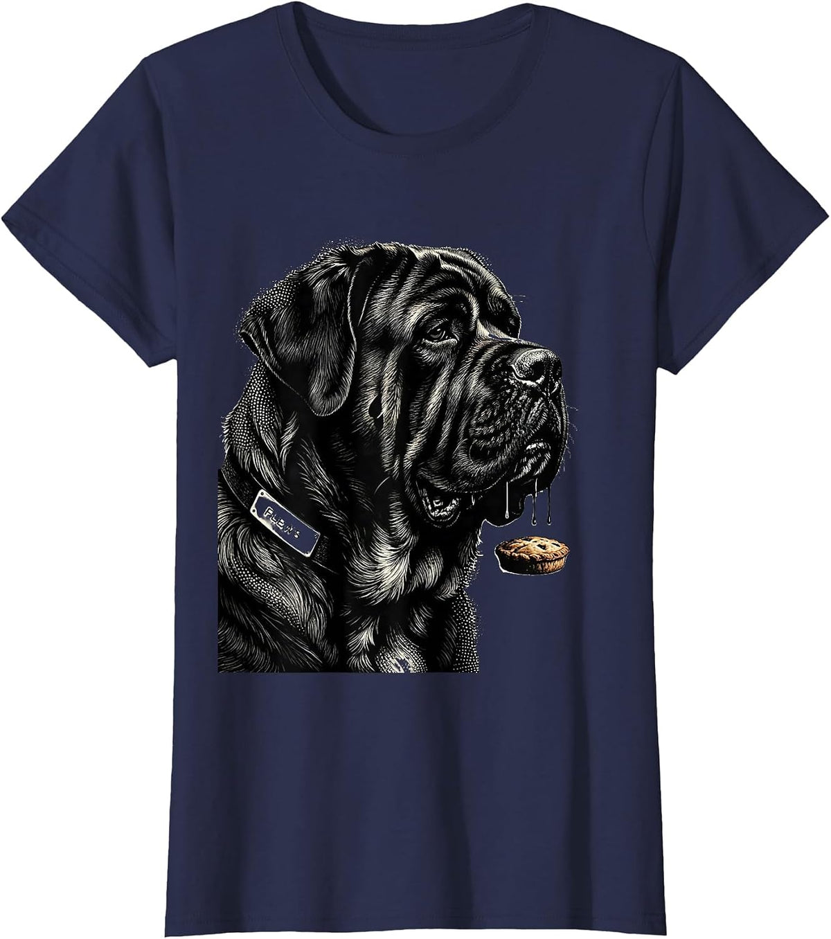 Women's FLEWS Funny Spanish Mastiff Jowls Dog Mom Dog Dad Humor T-Shirt - Navy Blue