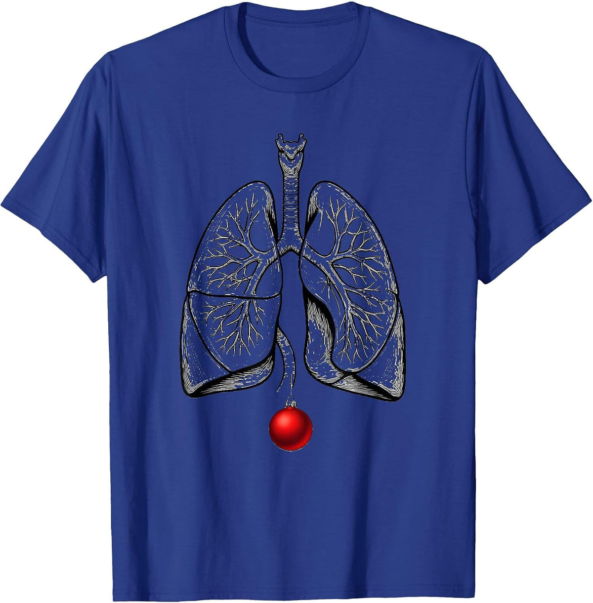 Anatomical Lung Schematic Respiratory Therapist Holiday T-Shirt - Royal Blue