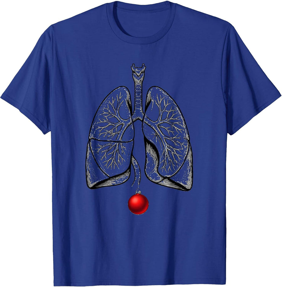 Anatomical Lung Schematic Respiratory Therapist Holiday T-Shirt - Royal Blue