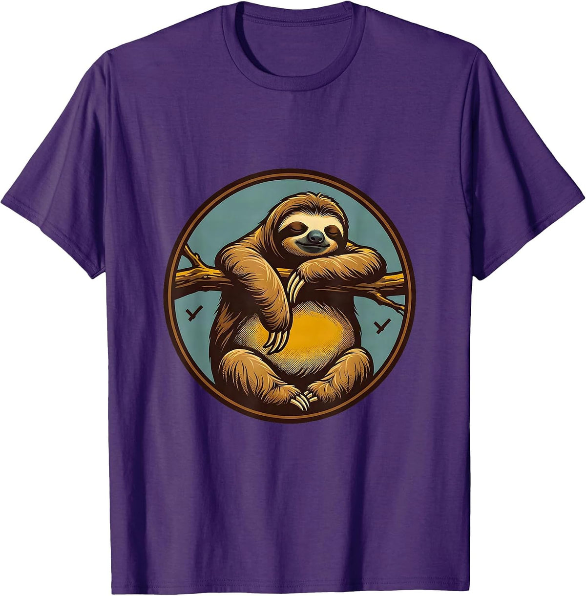 Sealed Sloth Badge Funny Lazy Humor Novelty T-Shirt - Purple