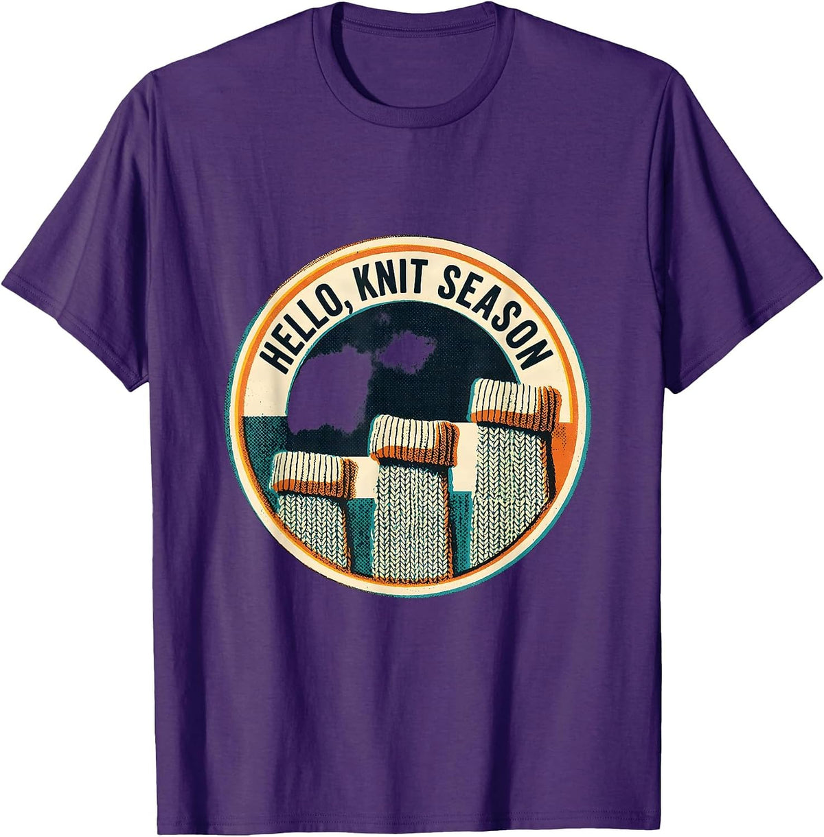 Men's Hello, Knit Season Cozy Autumn Knit Lover Gift T-Shirt - Purple