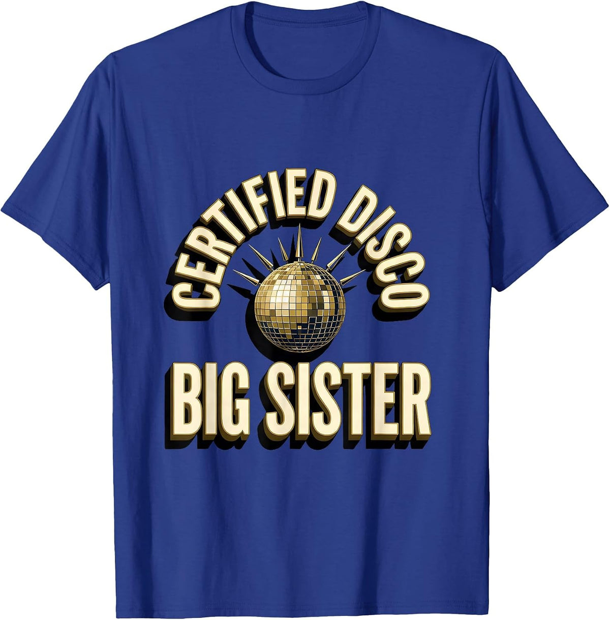 Men's Certified Disco Big Sister Retro 70s Party Costume T-Shirt - Royal Blue