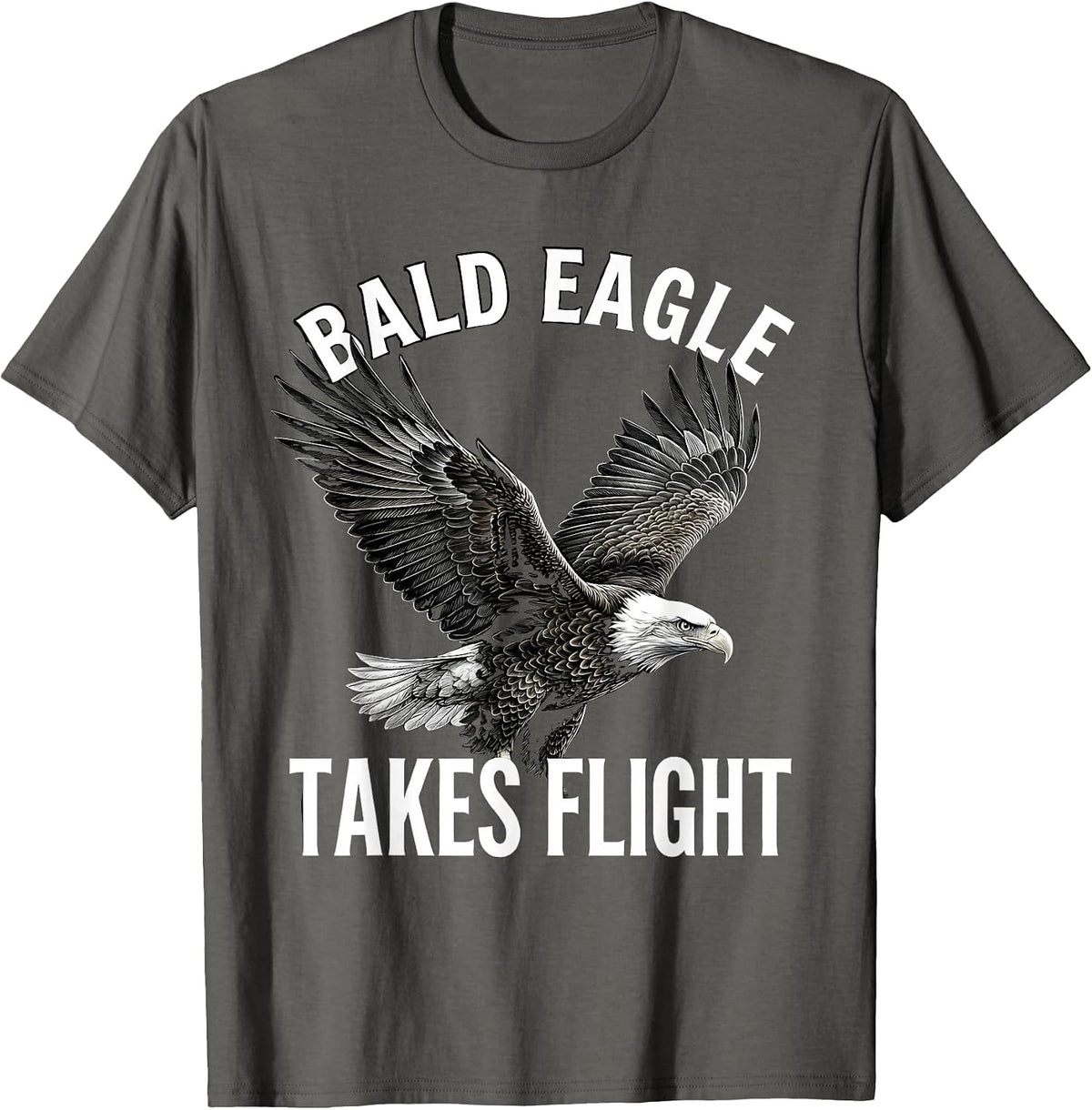 Men's Bald Eagle Takes Flight Patriotic Wildlife Bird Nature T-Shirt - Asphalt Grey