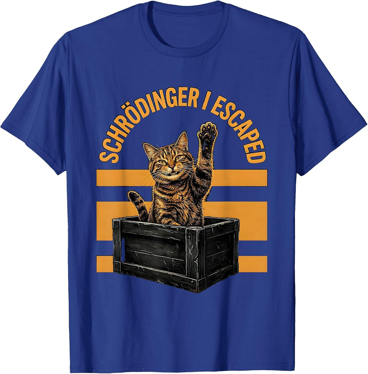 Schrödinger I Escaped Funny Quantum Physics Cat Lover T-Shirt - Royal Blue