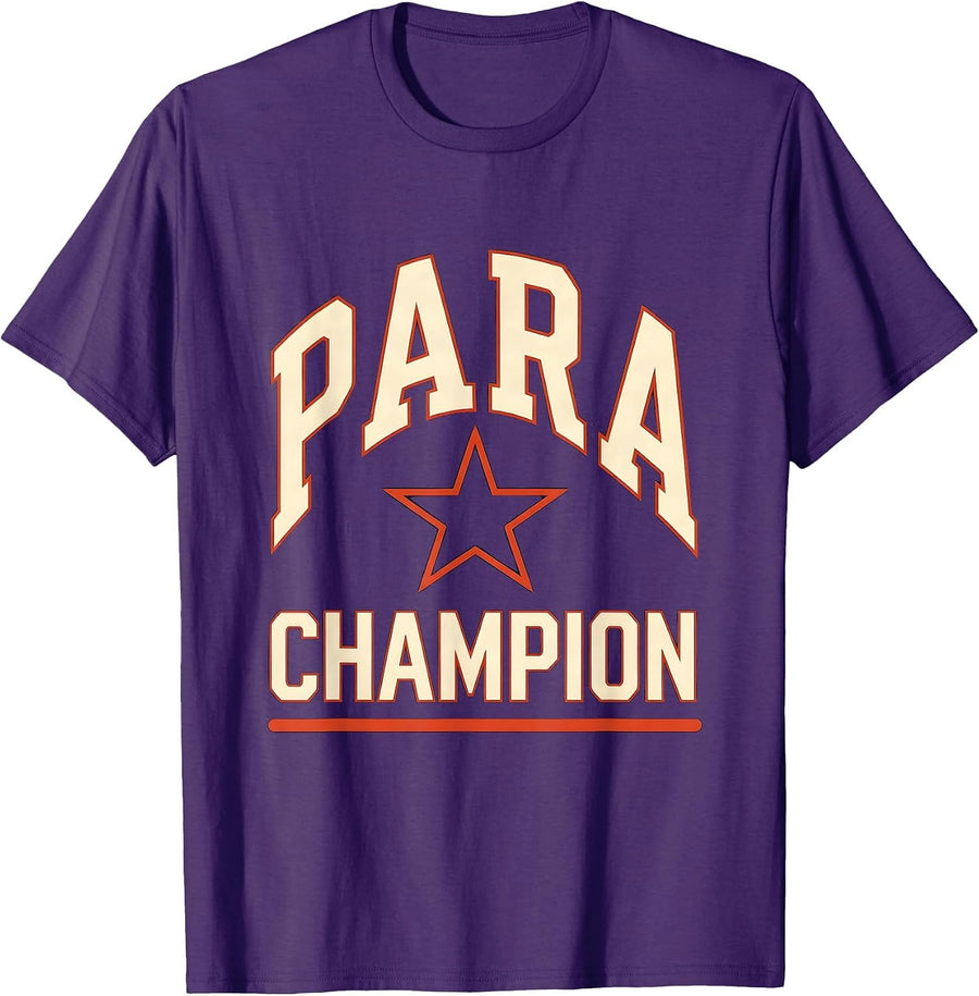 Men's Para Champion Funny Paraprofessional Teacher Back To School T-Shirt - Purple
