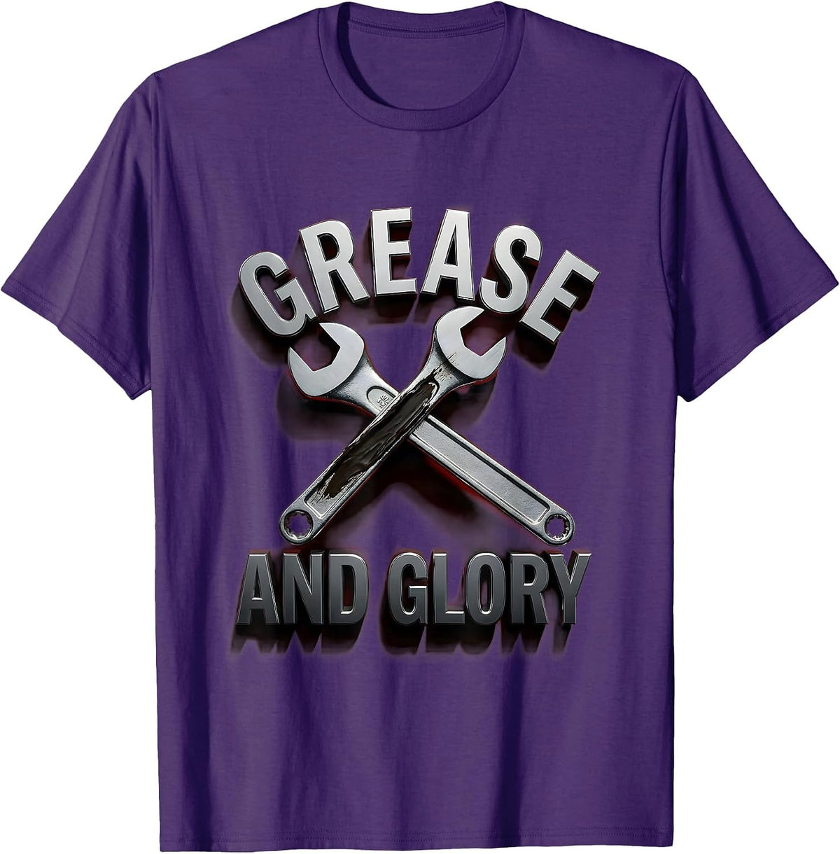 Men's Grease and Glory Blue Collar Worker Design T-Shirt - Purple
