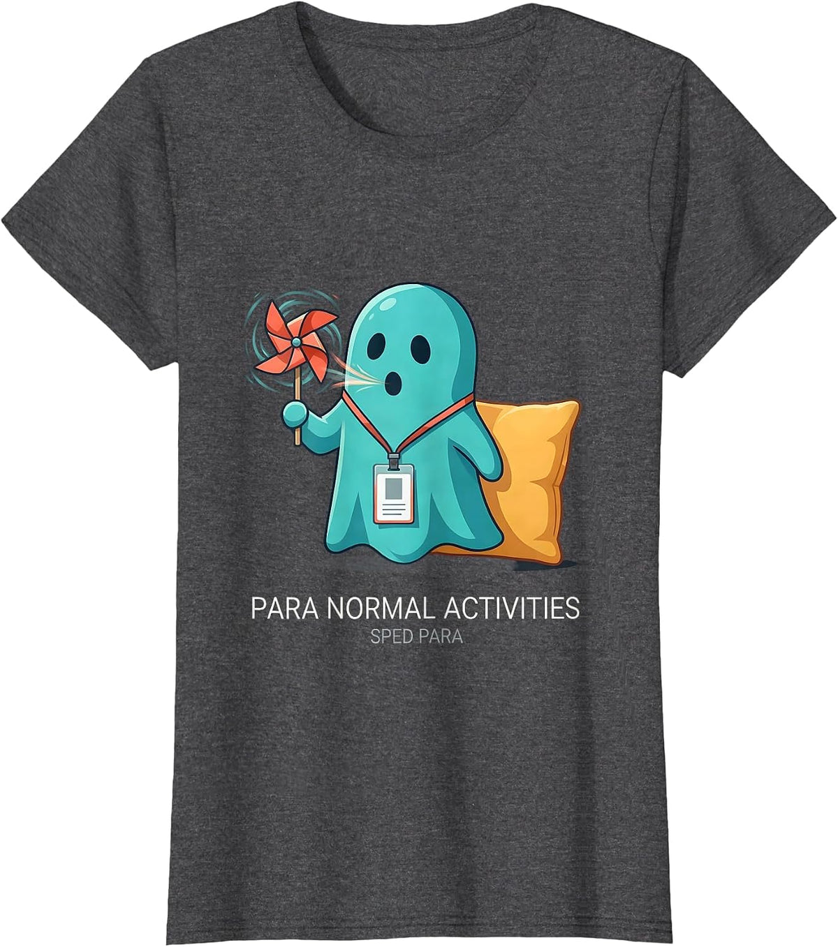 Women's Para Normal Activities SPED Para Ghost Halloween Teacher T-Shirt - Dark Heather Grey