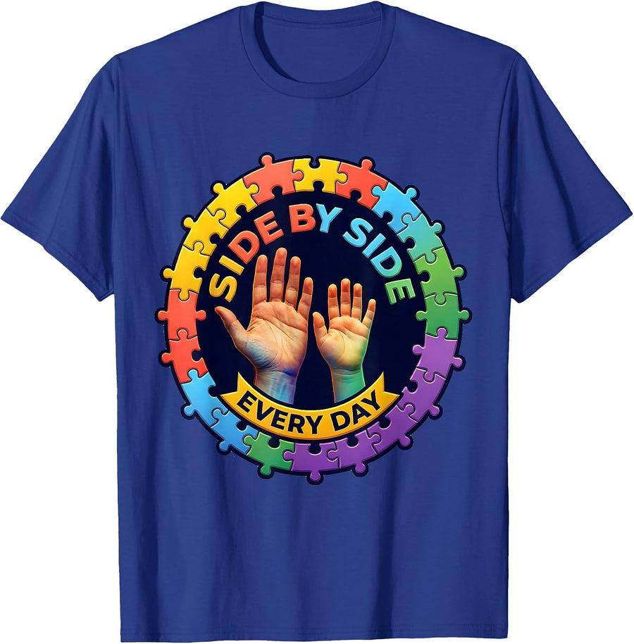 Side by Side Every Day Paraprofessional Design T-Shirt - Royal Blue