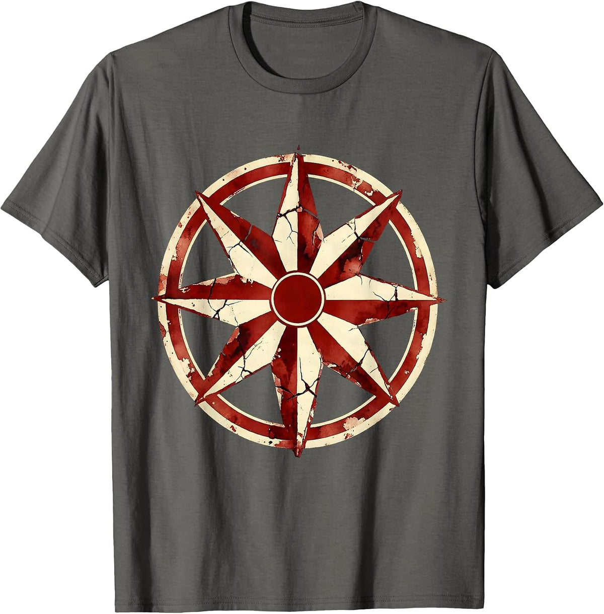 Men's Red White and Blue Fireworks Over Ocean Waves T-Shirt - Asphalt Grey