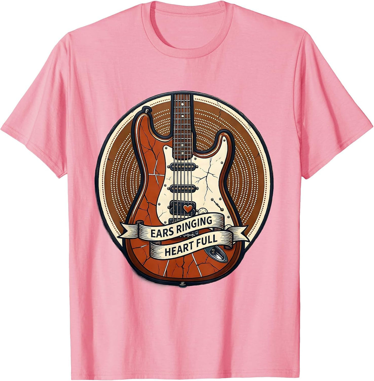 Men's Ears Ringing Heart Full Concert Music Design T-Shirt - Pink