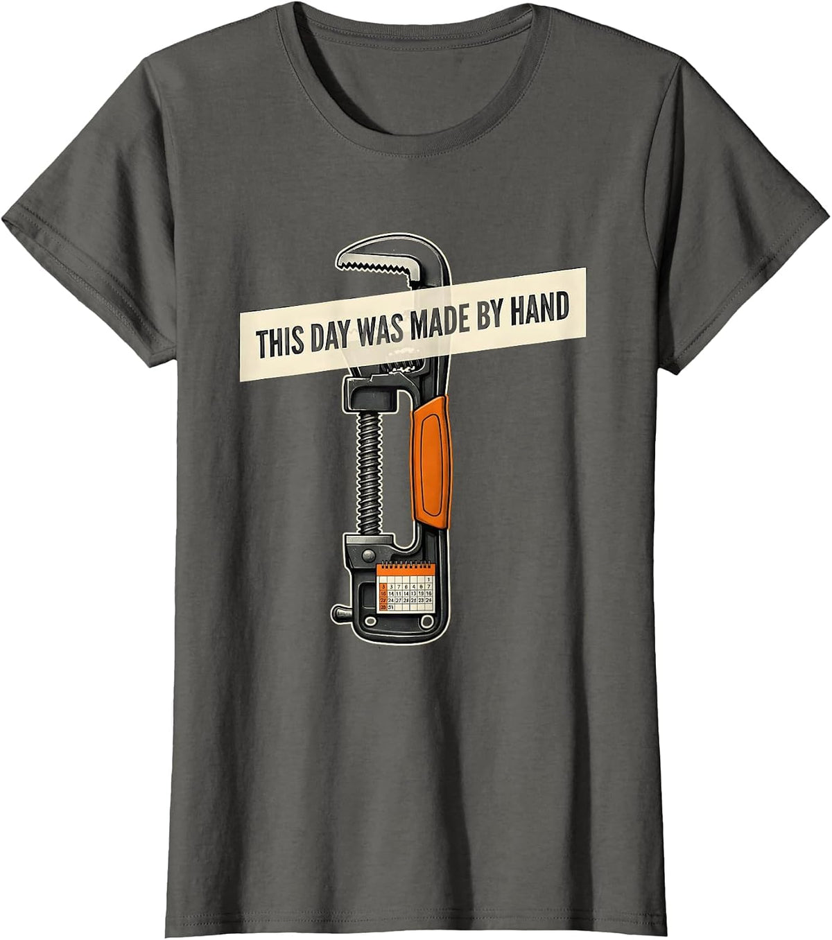 Women's This Day Was Made By Hand Funny Blue Collar Labor Day Gift T-Shirt - Asphalt Grey