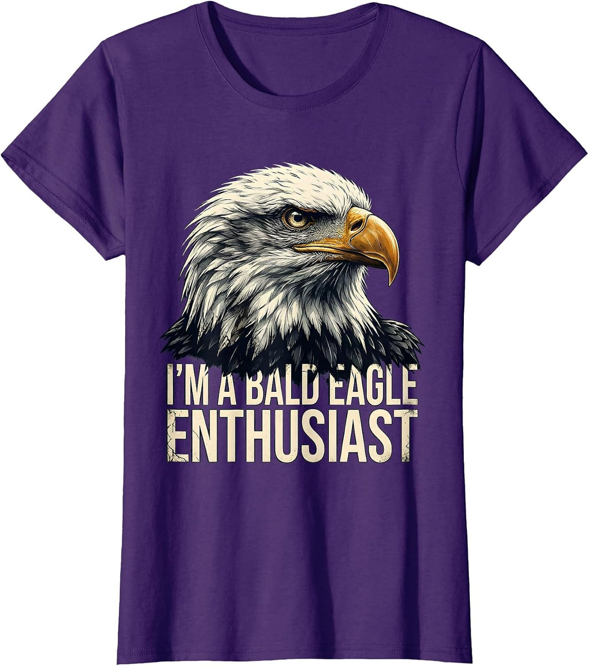 Women's I'm A Bald Eagle Enthusiast Vintage Retro Patriotic Novelty T-Shirt - Purple