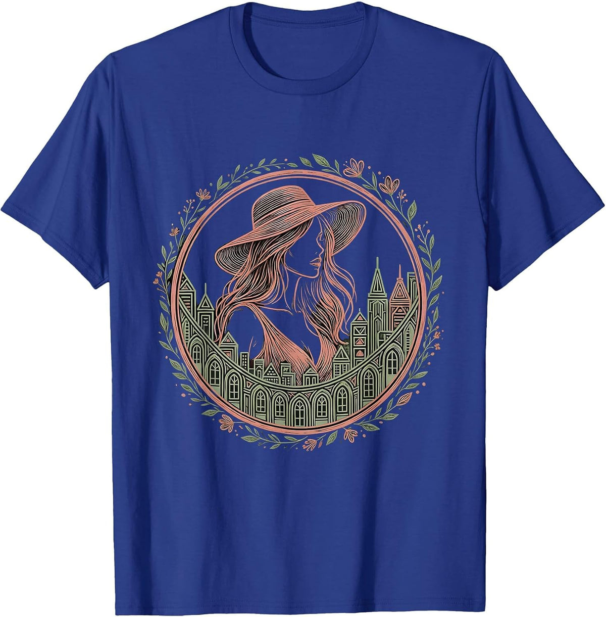 Gigi City Skyline Dusk Silhouette Design T-Shirt - Royal Blue