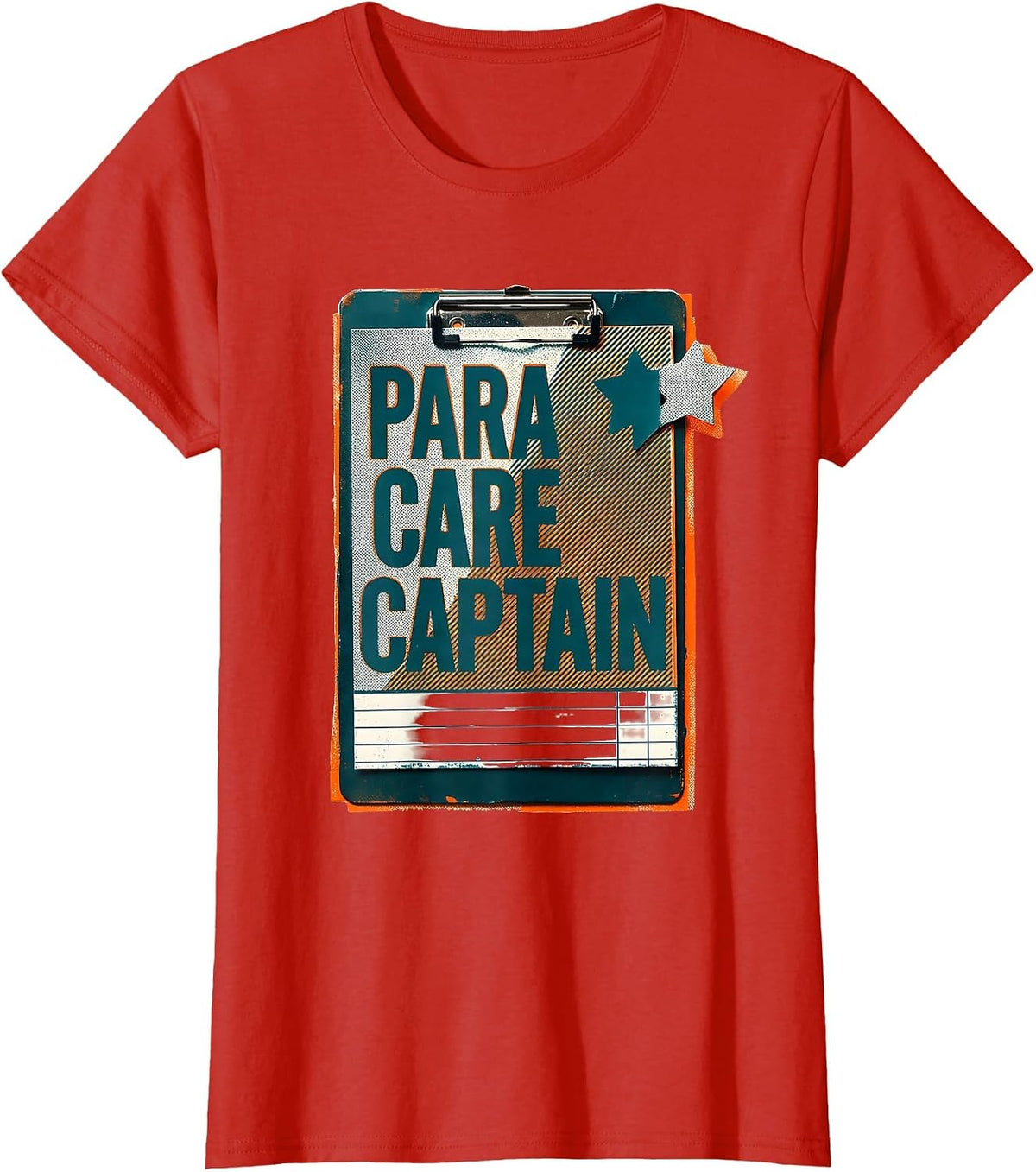 Women's Para Care Captain Risograph Paraprofessional Teacher's Aide T-Shirt - Red