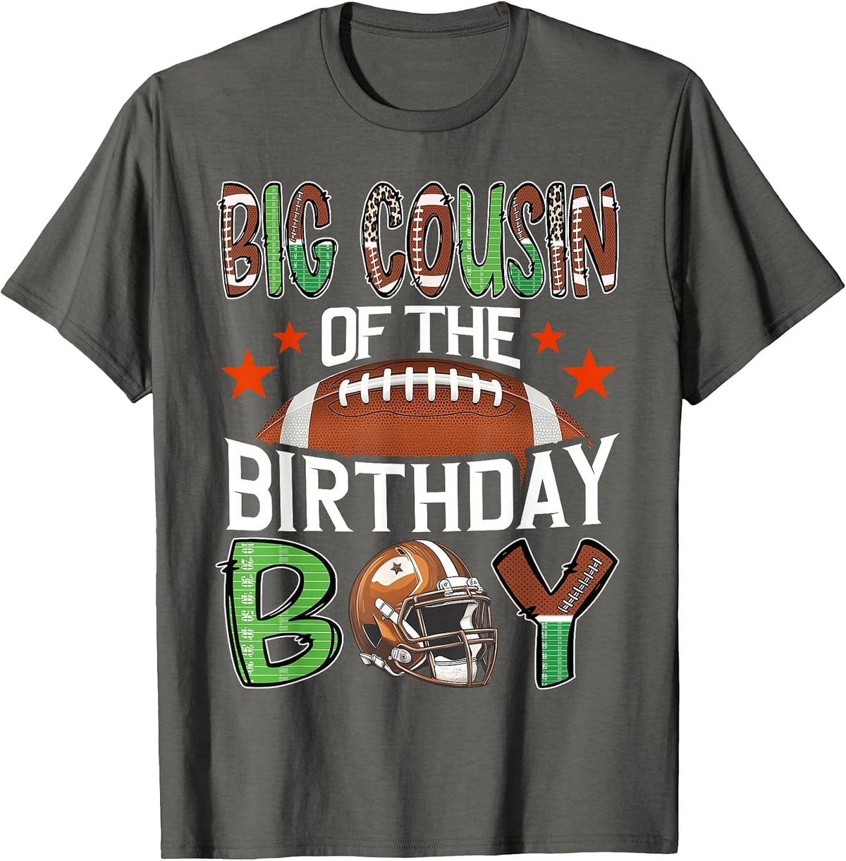 Big Cousin of The Birthday Boy Game Day Football T-Shirt - Asphalt Grey