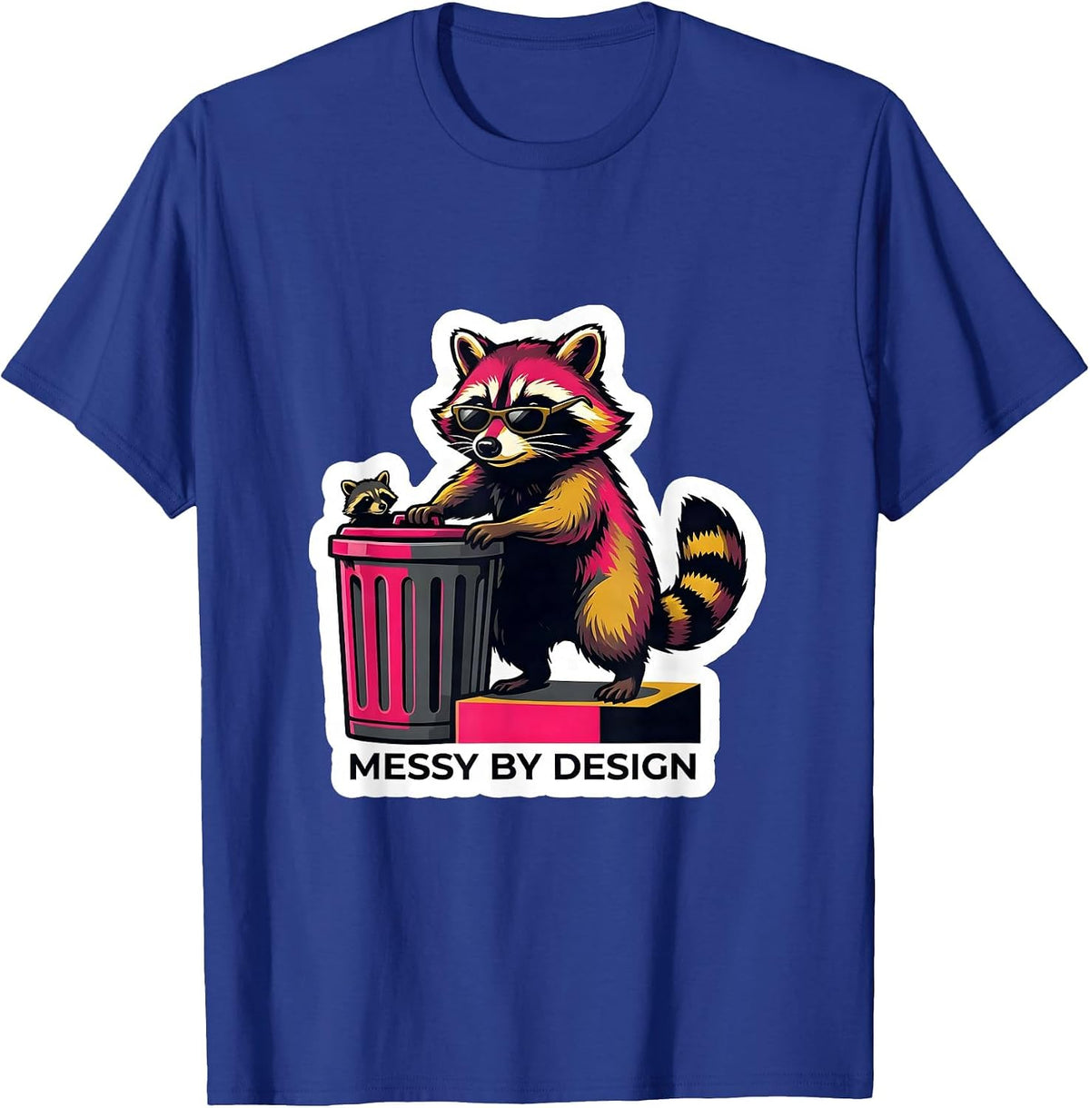 Men's Messy By Design Funny Raccoon Meme Bootleg Graphic T-Shirt - Royal Blue