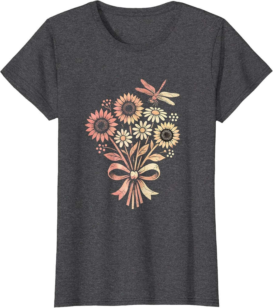 Women's Country Barn Lantern Twirl Rustic Farmlife Design T-Shirt - Dark Heather Grey