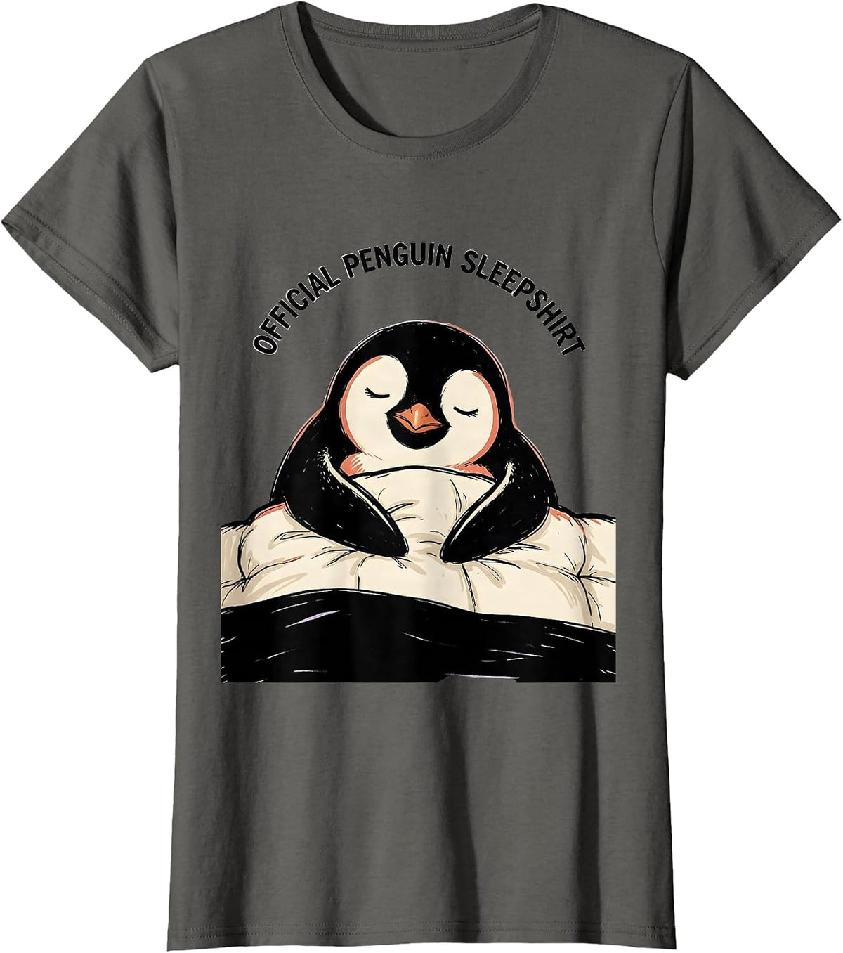 Women's Official Penguin Sleepshirt Cute Animal Lover Pajama Gift T-Shirt - Asphalt Grey