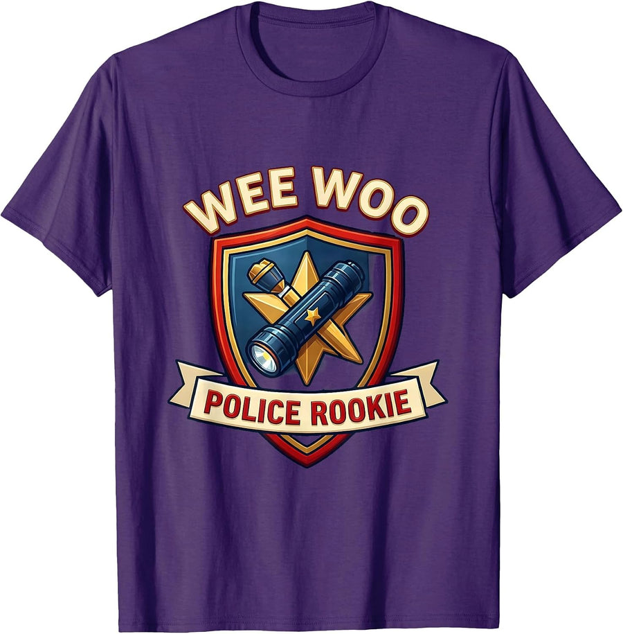 Men's Wee Woo Police Rookie Funny Kids Police Officer Costume T-Shirt - Purple