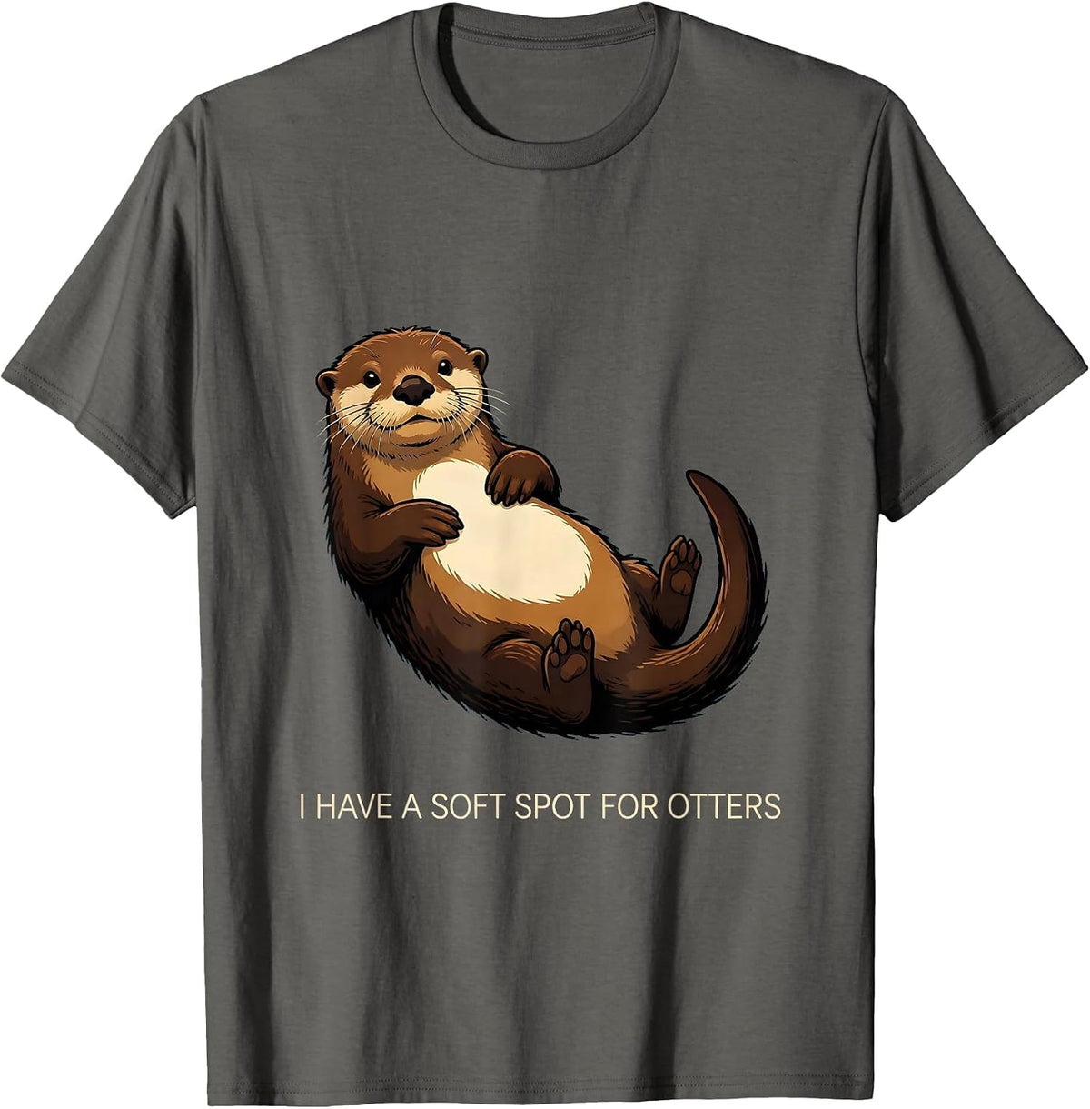 I Have A Soft Spot For Otters Funny Otter Lover Gift T-Shirt - Asphalt Grey