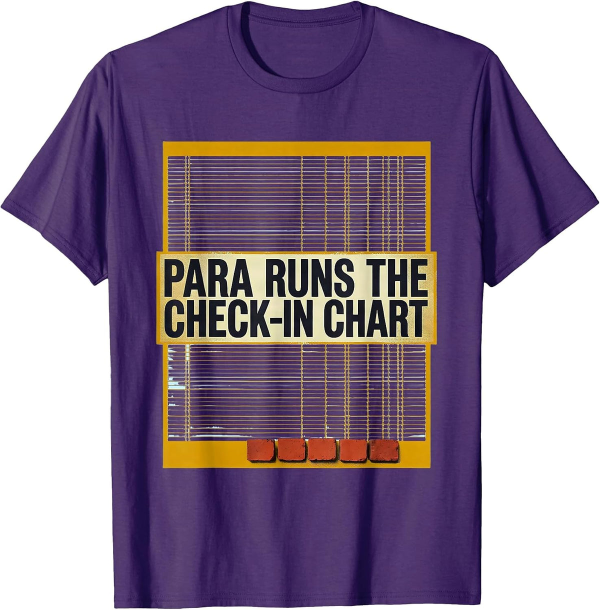 PARA Runs The Check-In Chart Funny Paraprofessional T-Shirt - Purple