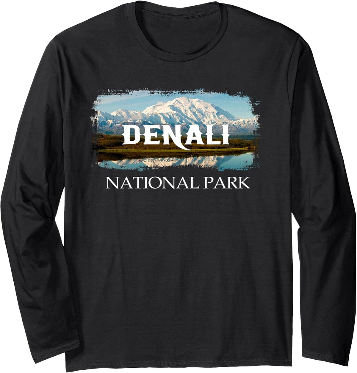 Retro Vintage Denali Alaska National Park Design Long Sleeve T-Shirt - Adult Unisex Black