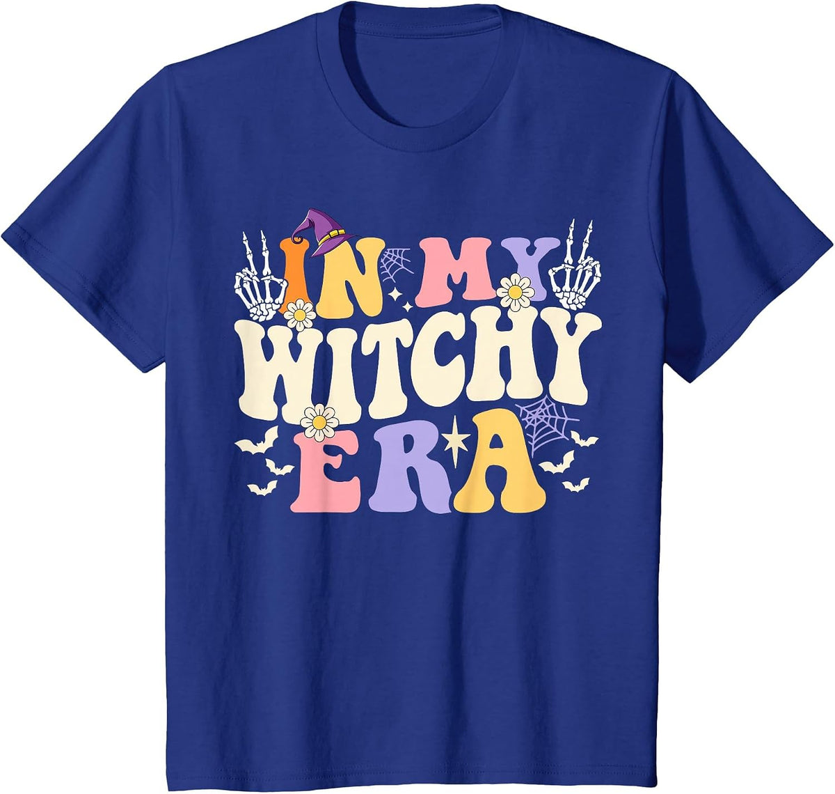 Retro Halloween Witch Costume Groovy in My Witchy Era T-Shirt - Royal Blue