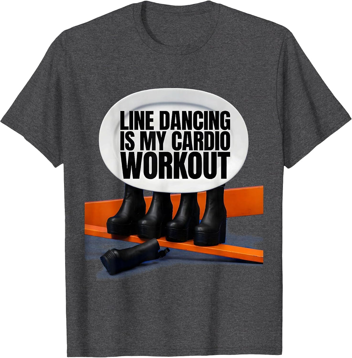 Men's Line Dancing Is My Cardio Workout Funny Dance Lover Humor T-Shirt - Dark Heather Grey
