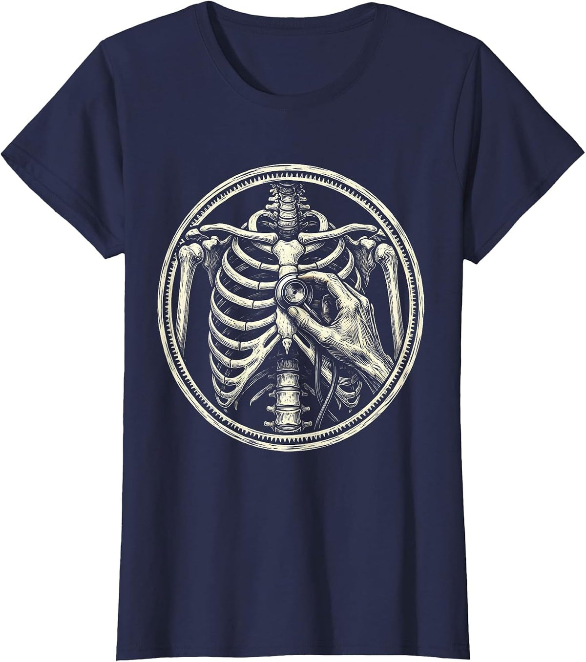 Women's Medical Assistant Stethoscope X-Ray Graphic T-Shirt - Navy Blue