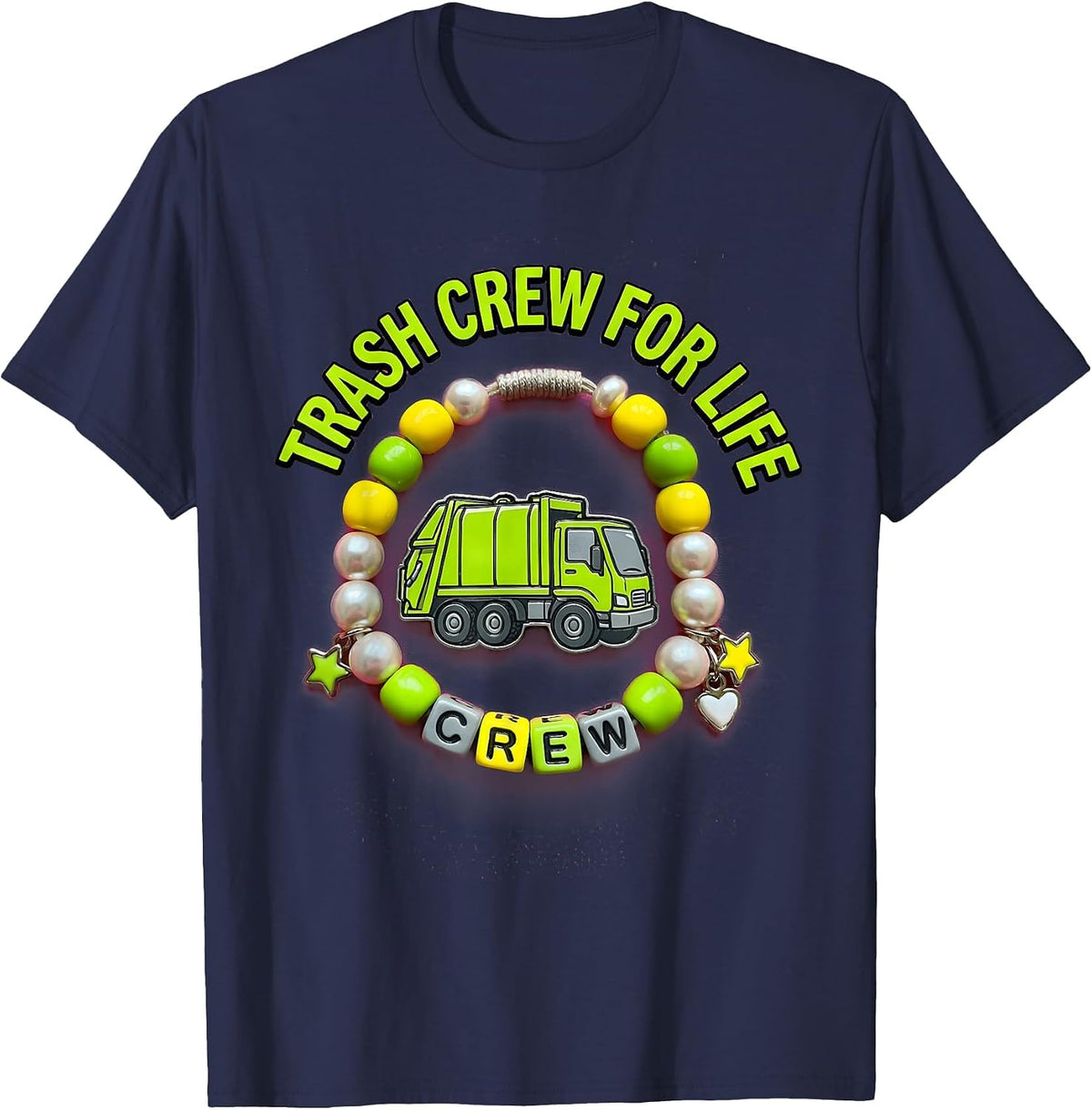 Trash Crew For Life Garbage Truck Design T-Shirt - Navy Blue