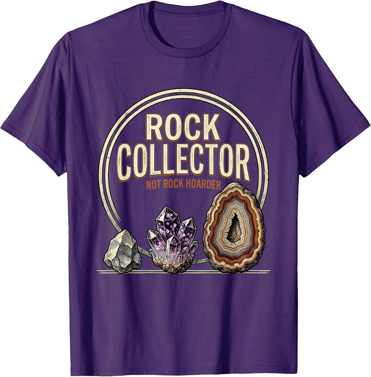Rock Collector, Not Rock Hoarder Vintage Geology Enthusiast T-Shirt - Purple
