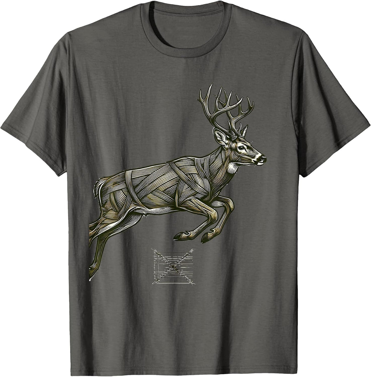 Whitetail Buck Leap Hunting Dad Rustic Pride T-Shirt - Asphalt Grey