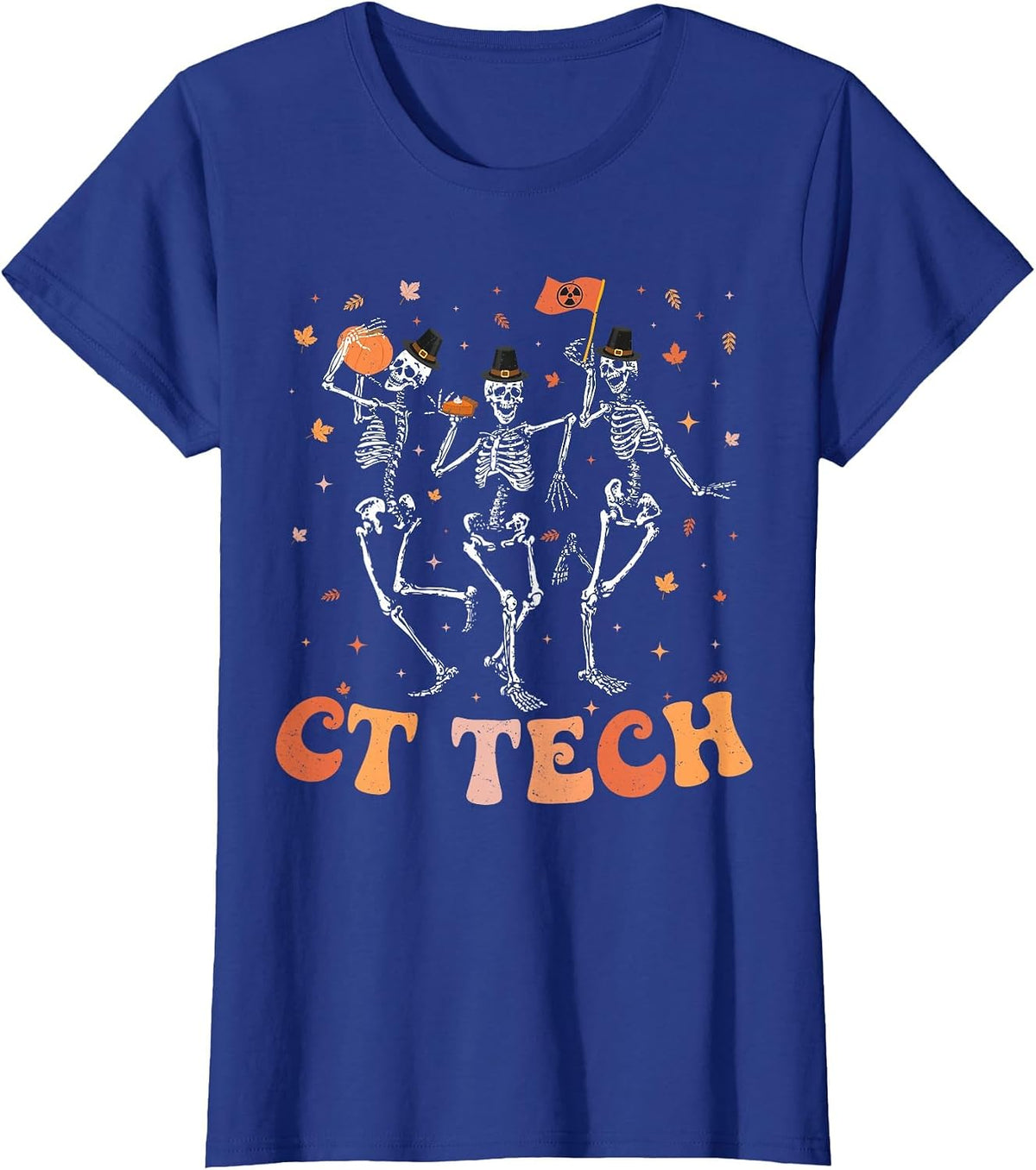 Skeleton CT Tech Computed Tomography Tech Thanksgiving T-Shirt - Royal Blue