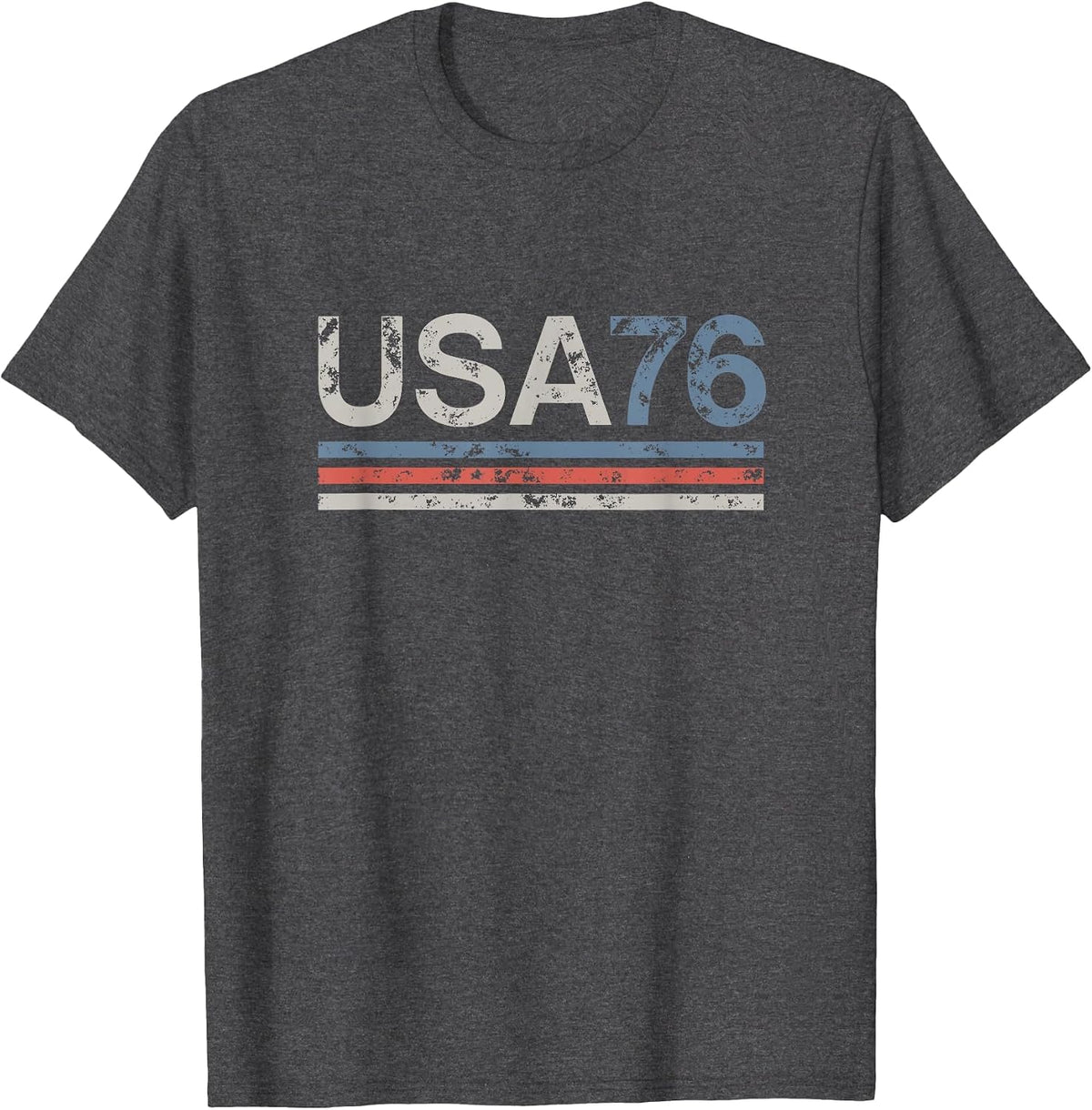Retro Stripes 4th of July America USA 1776 T-Shirt - Dark Heather Grey