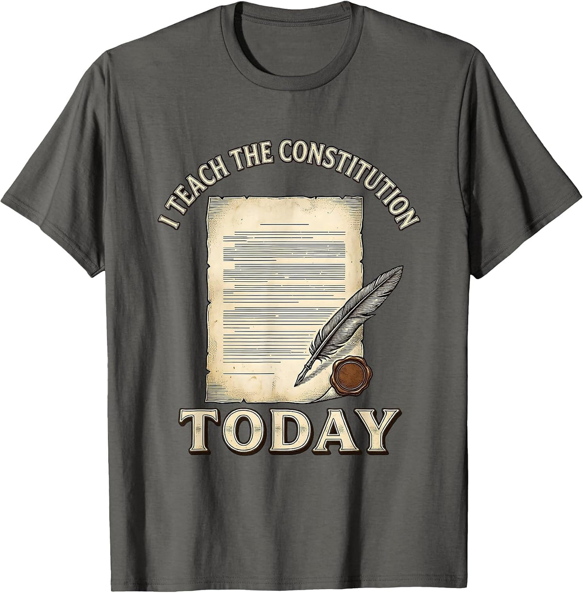 I Teach The Constitution Today Vintage Social Studies T-Shirt - Asphalt Grey