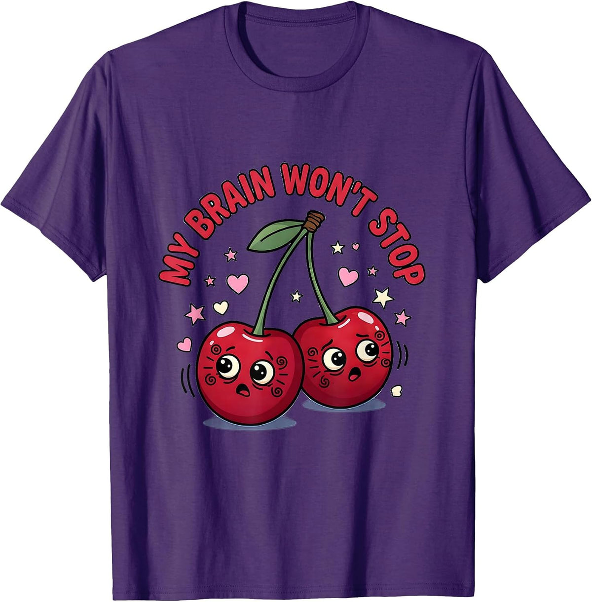 Men's My Brain Won't Stop Overstimulated Design T-Shirt - Purple