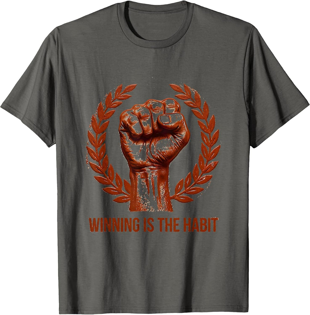 Winning Is The Habit Go Sports Graphic Design T-Shirt - Asphalt Grey