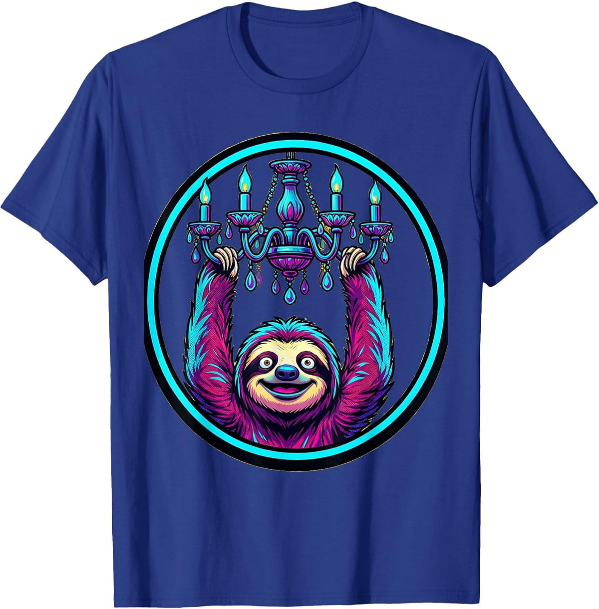 Sloth Hanging From Chandelier Funny Design T-Shirt - Royal Blue