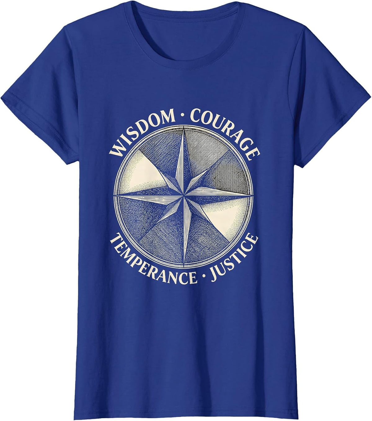 Women's Wisdom Courage Temperance Justice Stoic Philosophy Marcus T-Shirt - Royal Blue