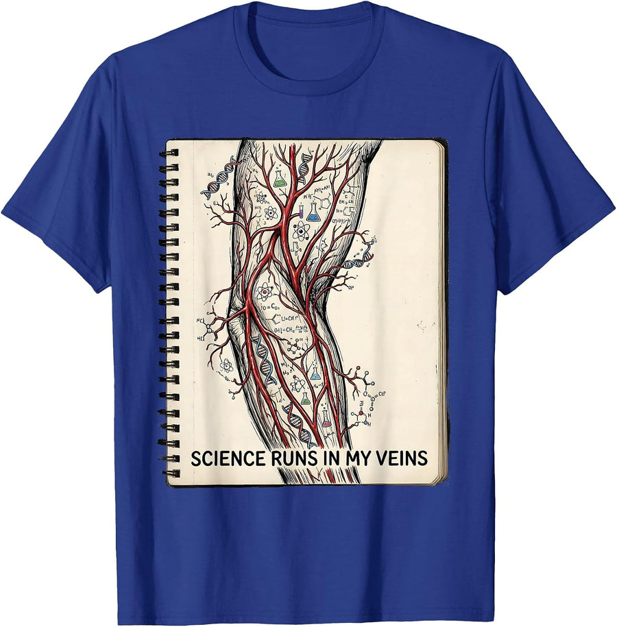 Science Runs In My Veins Science Teacher Design T-Shirt - Royal Blue