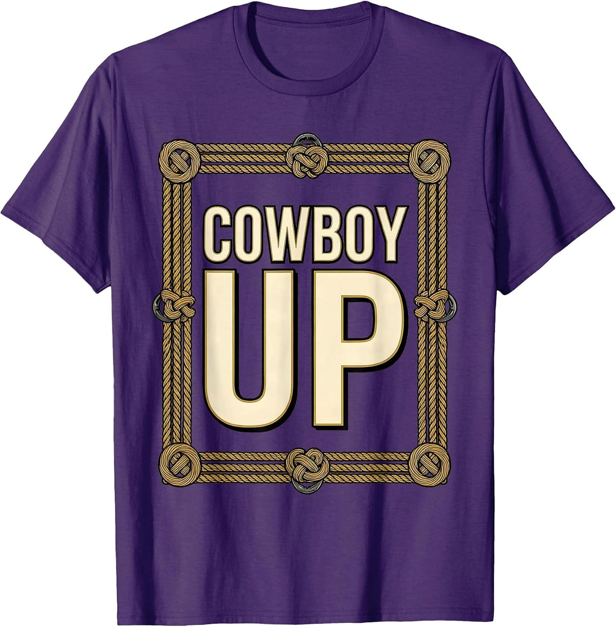 Men's Cowboy Up Western Rodeo Graphic Design T-Shirt - Purple