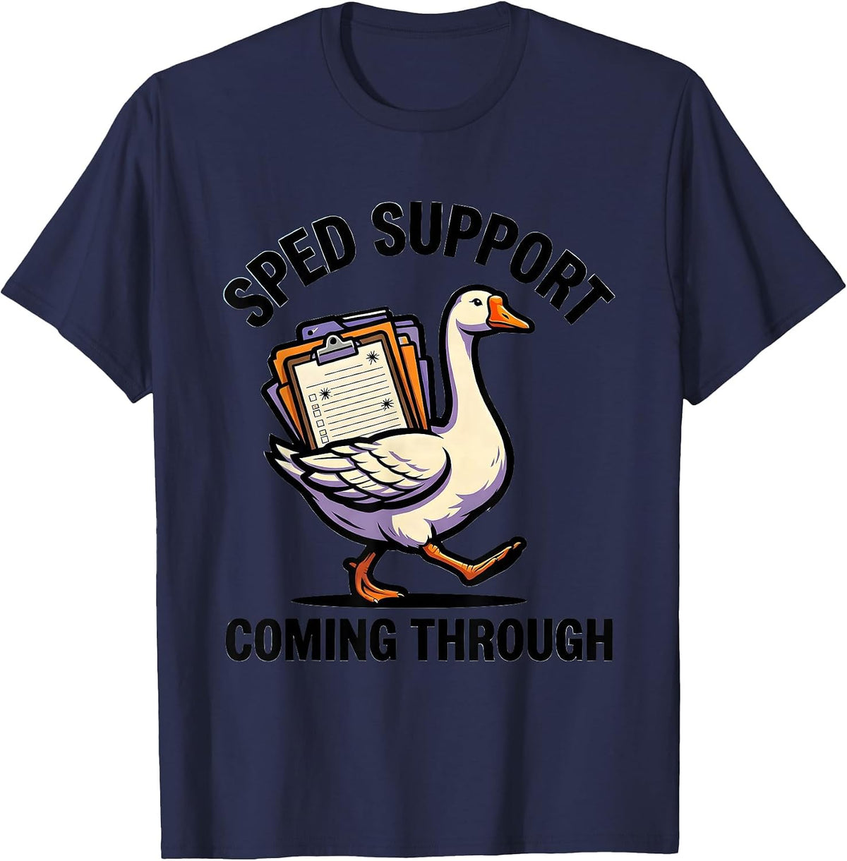 Men's SPED Support Coming Through Funny Special Education Teacher T-Shirt - Navy Blue