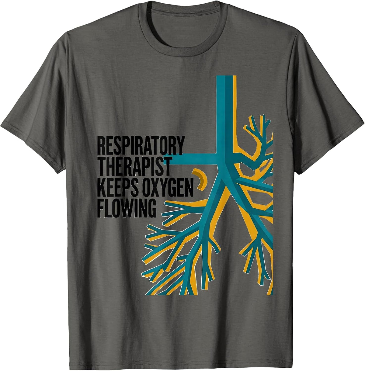 Men's Respiratory Therapist Keeps Oxygen Flowing Midcentury Modern T-Shirt - Asphalt Grey