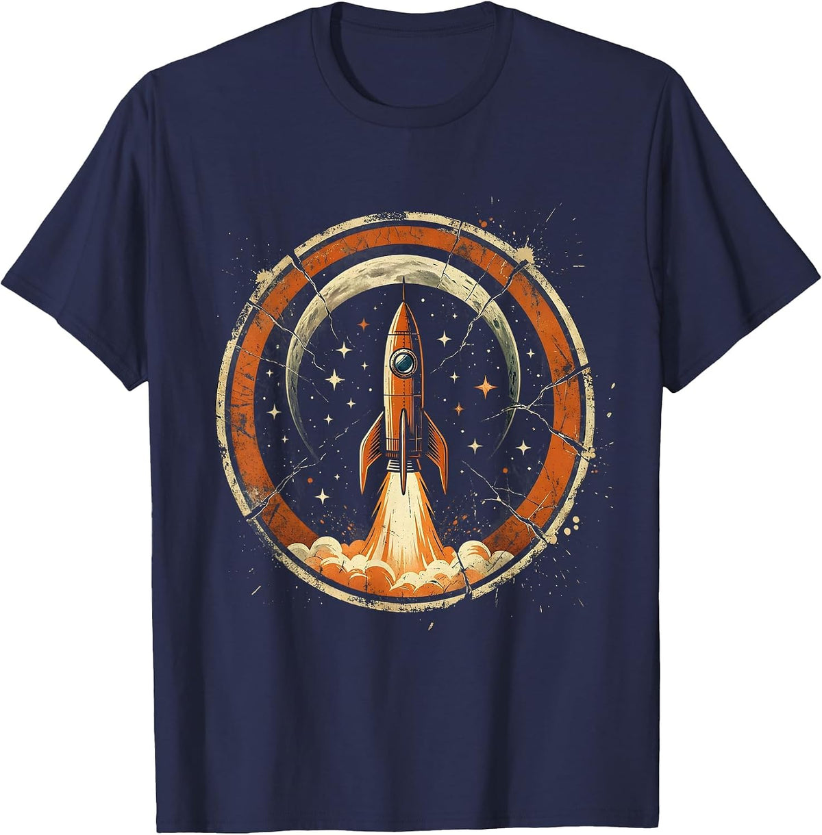 Men's 21st Birthday Rocket Launch Galaxy Illustration T-Shirt - Navy Blue