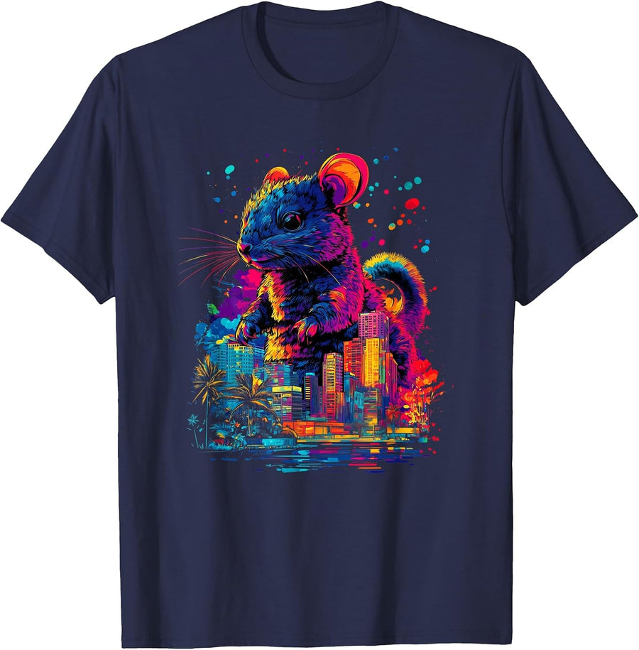 Colorful Chinchilla, Funny Chinchilla, Chinzilla T-Shirt - Navy Blue